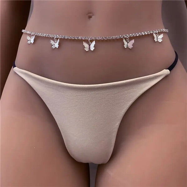 Schmetterling Bauchkette mit Zirkonia Damen Mädchen Sexy Kette