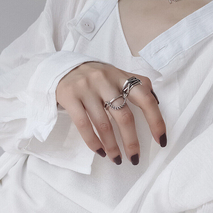 Damen Ring Forever echt Silber 925 Geschwärzt Offen Verstellbar 55-58 - Vipfashion797