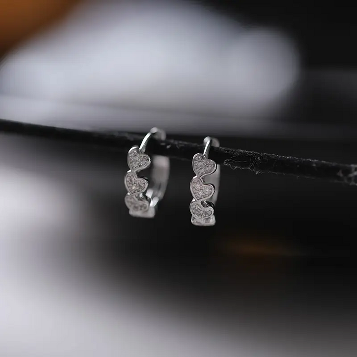 Creolen Herz Sterling Silber 925 Zirkonia Damen Mädchen Ohrringe - Vipfashion797