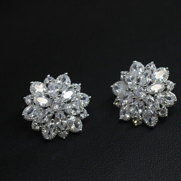 Ohrstecker Kristallrose Silber 925 Zirkonia Blumen Damen Ohrringe
