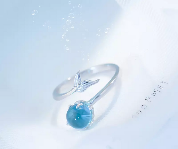 Damen Ring Sterlingsilber 925 Opal Blau verstellbar  51-57