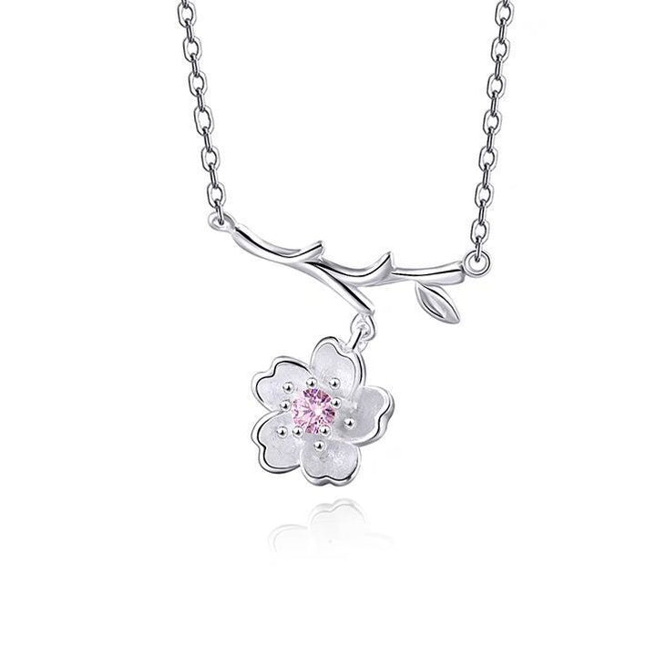 Halskette Blumen Sterling Silber 925 Zirkonia Damen Kette - Vipfashion797
