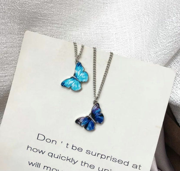 Damen Halskette mit blauem Schmetterlingsanhänger Mädchen Geschenk