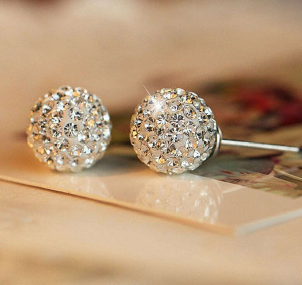 Ohrstecker Shamballa Sterlingsilber  925 Strasskugel Ball Ohrringe