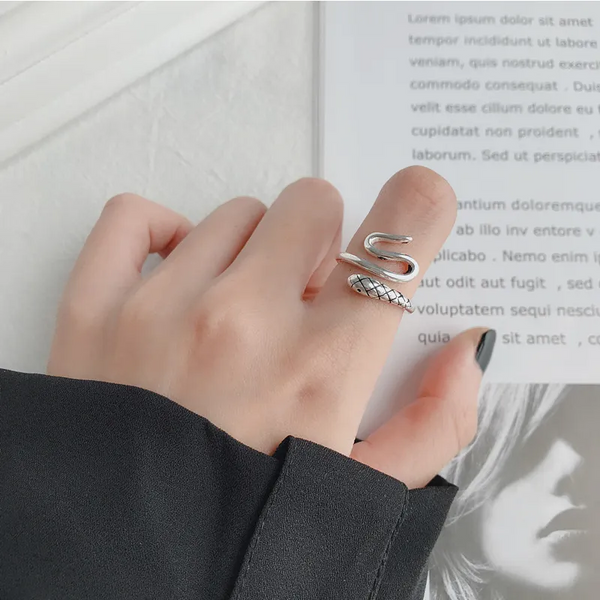 Damen Ring Schlange Sterling Silber 925 Geschwärzt Damenring