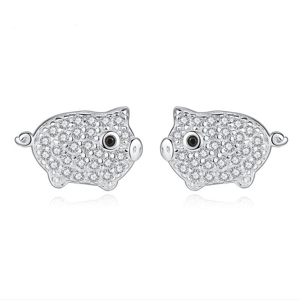 Mini Ohrstecker Schwein Silber 925 Zirkonia Damen Kinder Ohrringe
