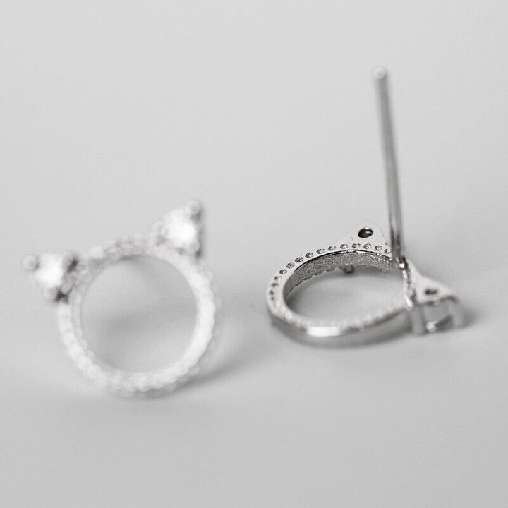 Ohrstecker Katze Sterling Silber 925 Zirkonia Damen Ohrringe 8mm - Vipfashion797