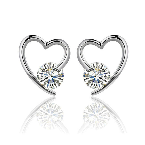 Größes Herz Ohrstecker Silber mit Zirkonia Damen Mädchen Ohrringe