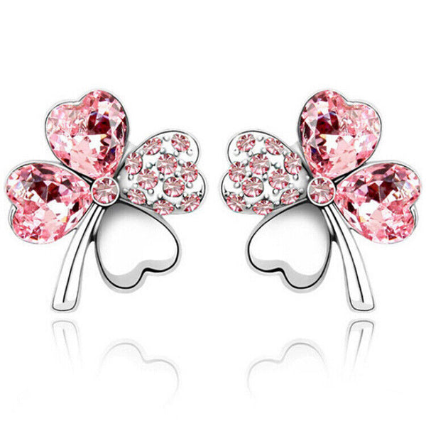 Ohrstecker Blume Rosa Plattiert Sterlingsilber Damen Mädchen Ohrringe