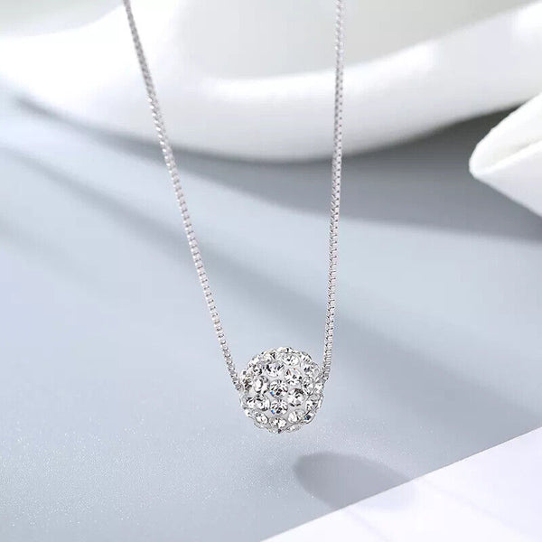 Halskette Ball Sterling Silber 925 Multi Zirkonia Damen Kette