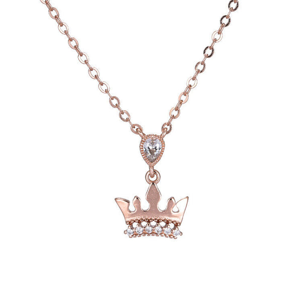Halskette Krone Sterling Silber 925 Zirkonia Damen Echtschmuck