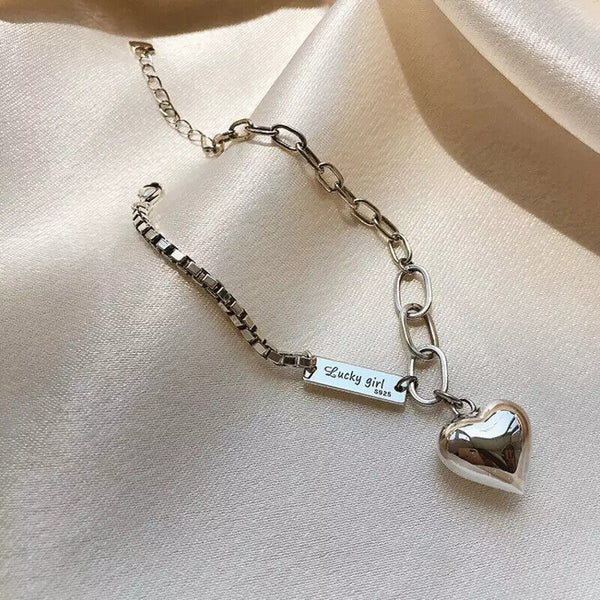 Armkette Herz Silber 925 glückliches Mädchen Armband 20,5 cm Geschenk