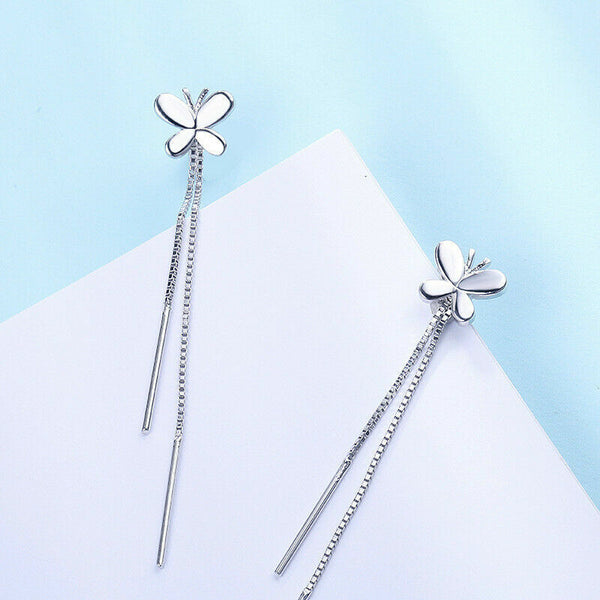 Ohrstecker Schmetterling Kette Silber Damen Ohrringe Ohrhänger