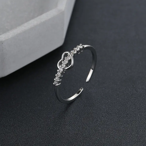 Herz Ring Sterlingsilber 925 verstellbar 50-53 mit Zirkonia Damenring