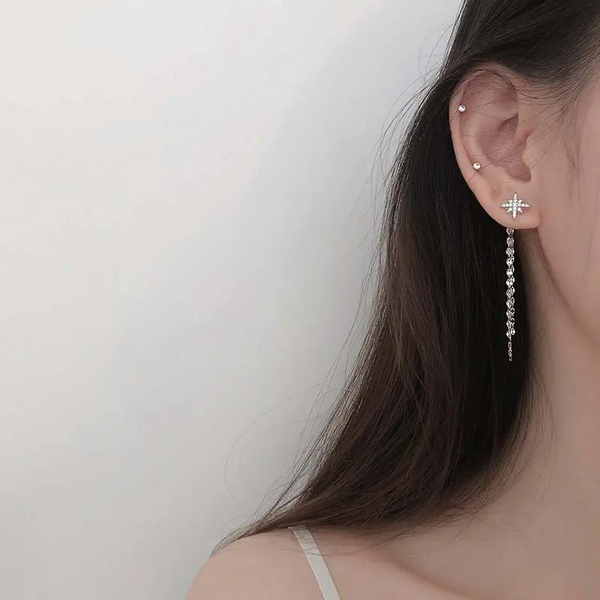 Ohrstecker Silber 925 Schneeflocken mit Cubic-Zirkonia Ohrringe