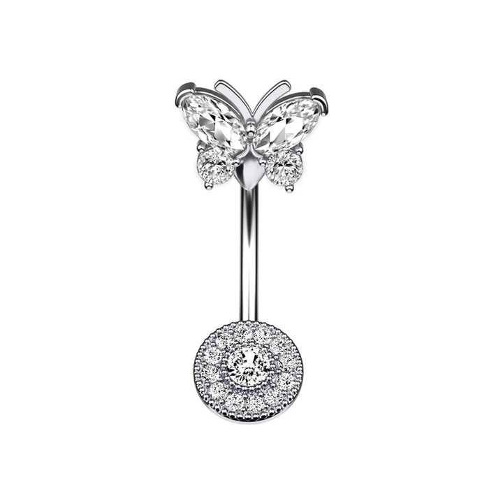 Schmetterling Bauchnabelpiercing Gebogener Stab Zirkon Nabel Kette Top - Vipfashion797