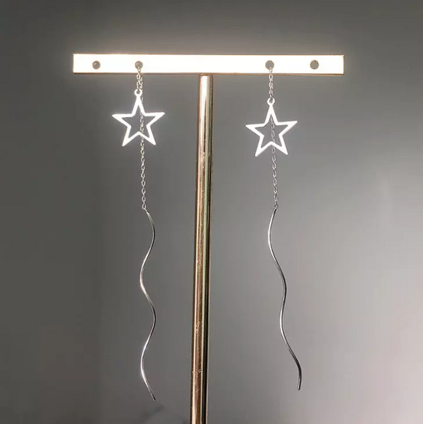 Durchzieher Sterlingsilber 925 Stern  Mädchen Damen Ohrringe