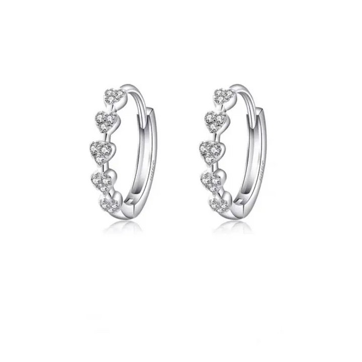 Creolen Herz Sterling Silber 925 Zirkonia Damen Mädchen Ohrringe - Vipfashion797