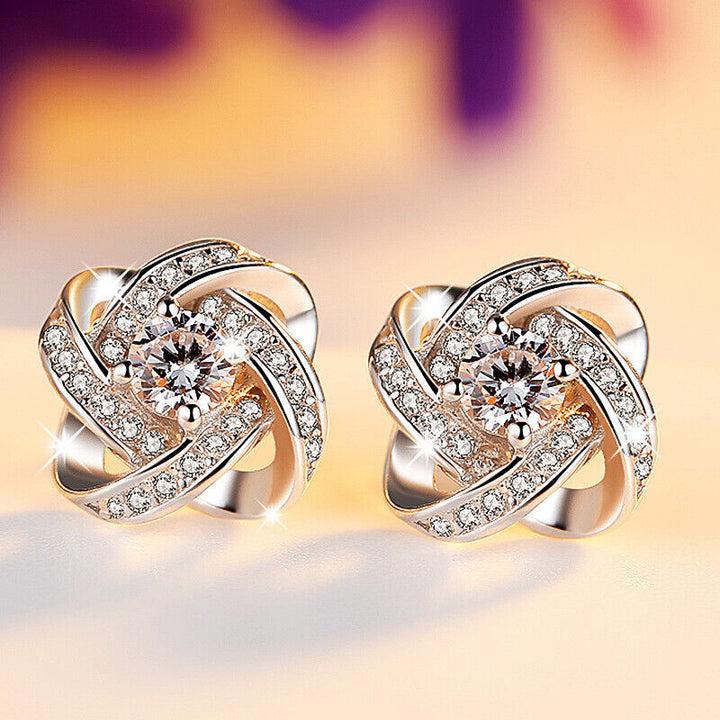 Ohrstecker Blume Blüte Silber 925 Zirkonia Damen Ohrringe - Vipfashion797