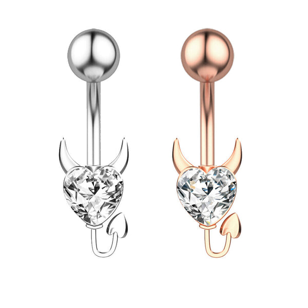 Herz Bauchnabelpiercing Gebogener Edelstahl Stab Zirkon Opal Nabel