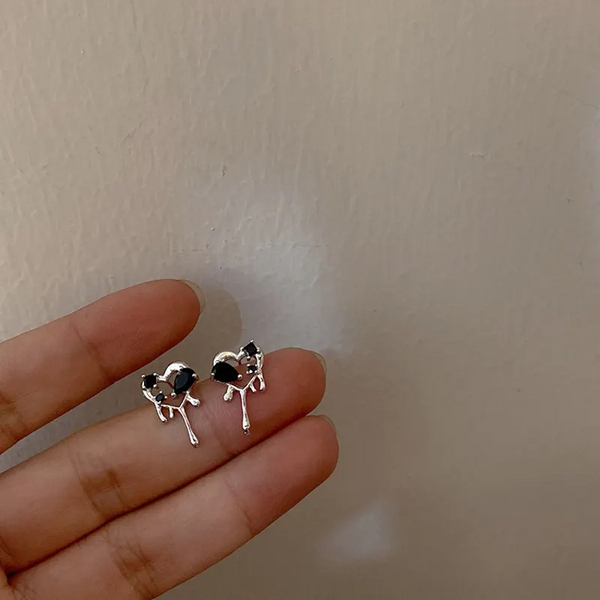 Ohrstecker Herz schmolz Sterling Silber 925 Zirkonia Damen Ohrringe