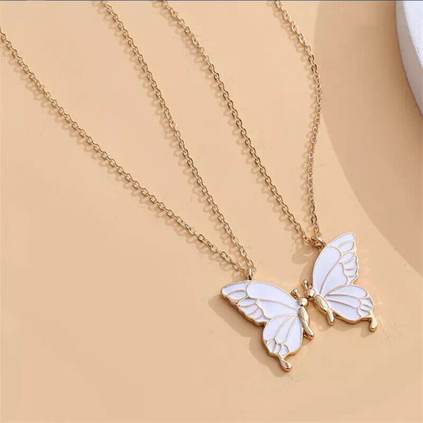 Doppel Halskette Schmetterling Freunden Damen Kette