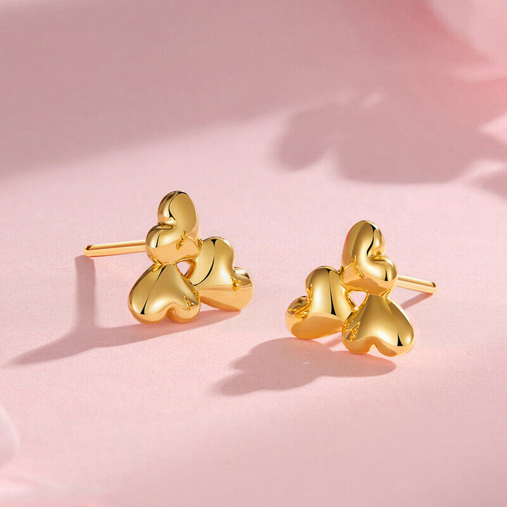 Mini Ohrstecker Herzen Sterling Silber 925 Goldfarben Damen Ohrringe - Vipfashion797
