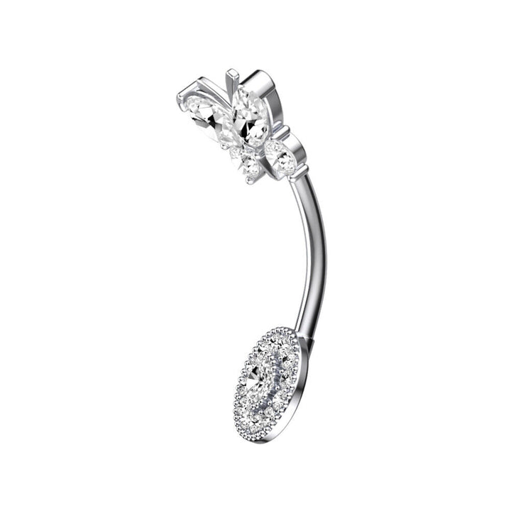 Schmetterling Bauchnabelpiercing Gebogener Stab Zirkon Nabel Kette Top - Vipfashion797