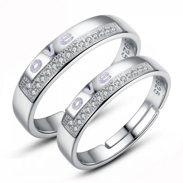 Zwei Partnerringe LOVE Sterlingsilber 925 Ring Trauringe Freundschaftsringe - Vipfashion797
