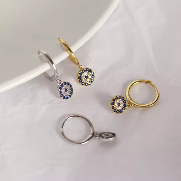 Damen Ohrringe Sterlingsilber 925 Zirkonia Auge Creole Damen Mädchen
