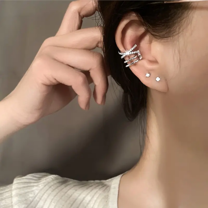 Ohrklemme 925 Silber Zirkonia Ohne Loch 1 Stück Damen Ohrschmuck - Vipfashion797