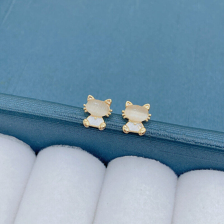 Kleine Ohrringe Katze Silber 925 Damen Mädchen Ohrstecker 5,5mm - Vipfashion797