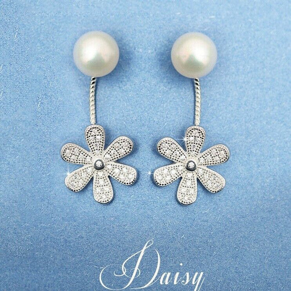 Ohrringe Ohrstecker Zirkonblume Sterlingsilber 925 mit Zirkonia und Perle