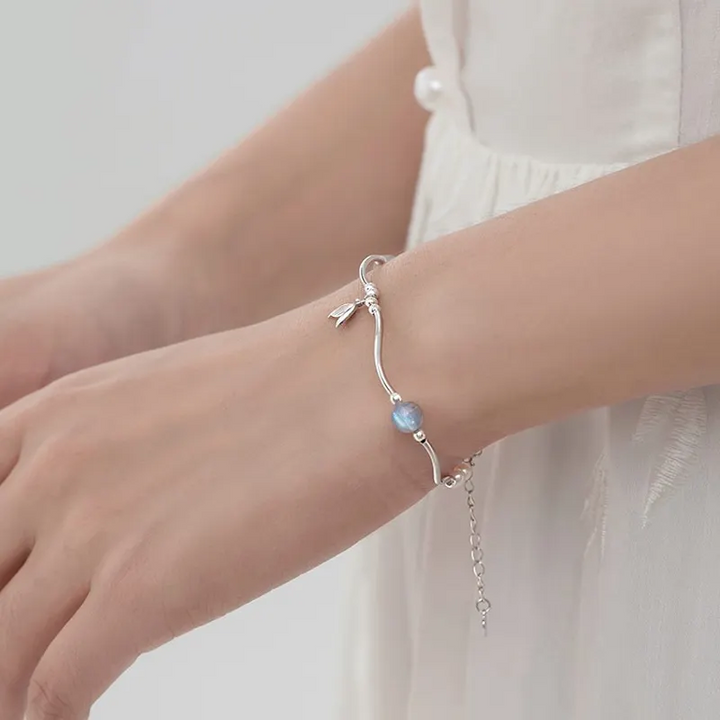 Armband Fisch Mondstein Sterling Silber 925 Schlank Arm Kinder Armkette - Vipfashion797
