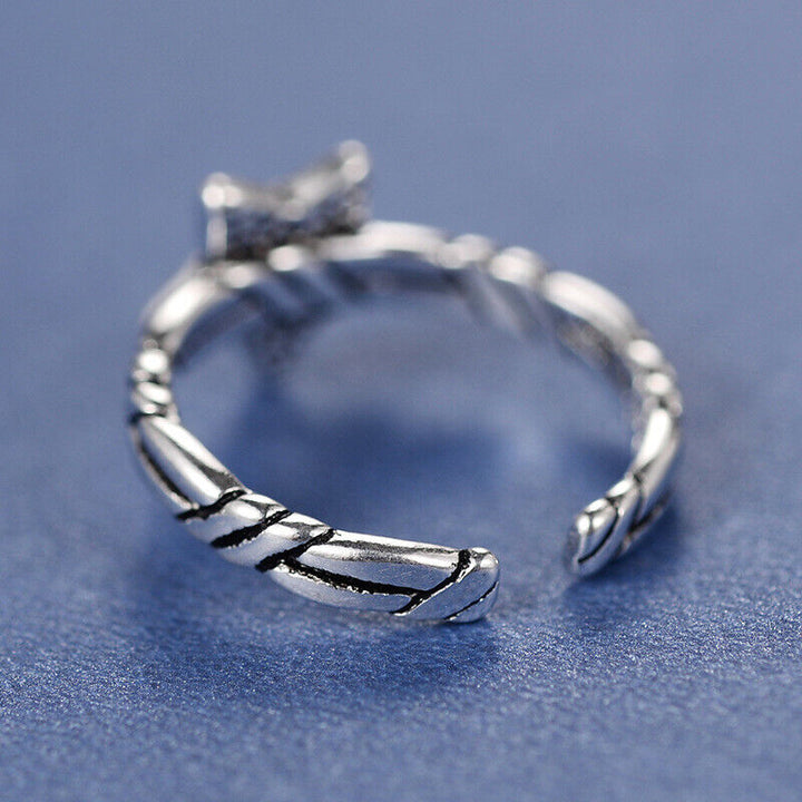 Damen Ring Stern Sterling Silber 925 Geschwärzt 48 - 54 Verstellbar - Vipfashion797