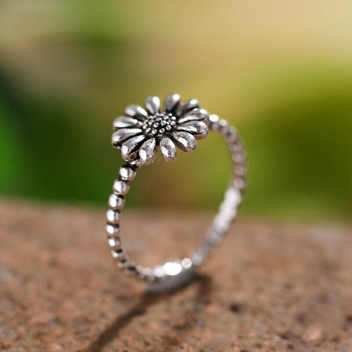 Damen Ring Blume Silber 925 Geschwärzt offen 49-55 verstellbar - Vipfashion797