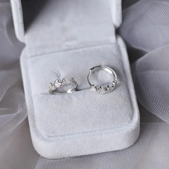 Creolen Herz Sterling Silber 925 Zirkonia Damen Mädchen Ohrringe - Vipfashion797