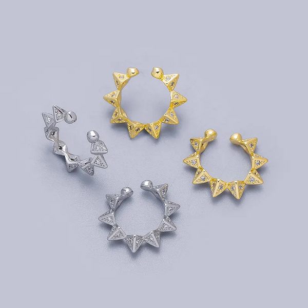 Clip Ohrringe Silber 925 mit Zirkon  Gold-Silber Ohne Loch
