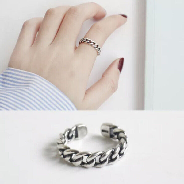 Damen Ring Geflochten Sterling Silber 925  Größenverstellbar 49-53
