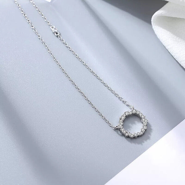 Kreis Halskette Sterling Silber 925 mit Zirkonia Damen kette 44cm