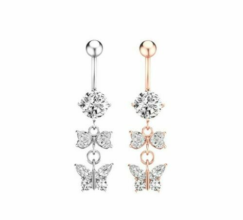 Schmetterling Bauchnabel Piercing Gebogener Stab Zirkon Nabel Top Qualität. - Vipfashion797