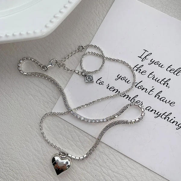 Halskette 3D Herz Sterling Silber 925 Damen Liebe Kette