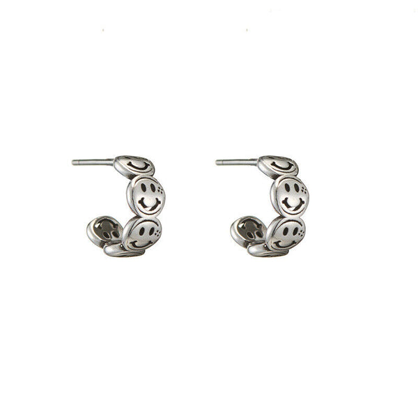 Halb Creolen Lachen Ohrstecker Silber 925  Damen Ohrringe