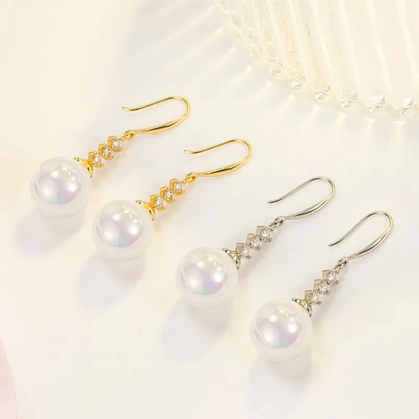 Ohrhänger mit Perle Sterling Silber 925 Zirkonia Damen Ohrringe