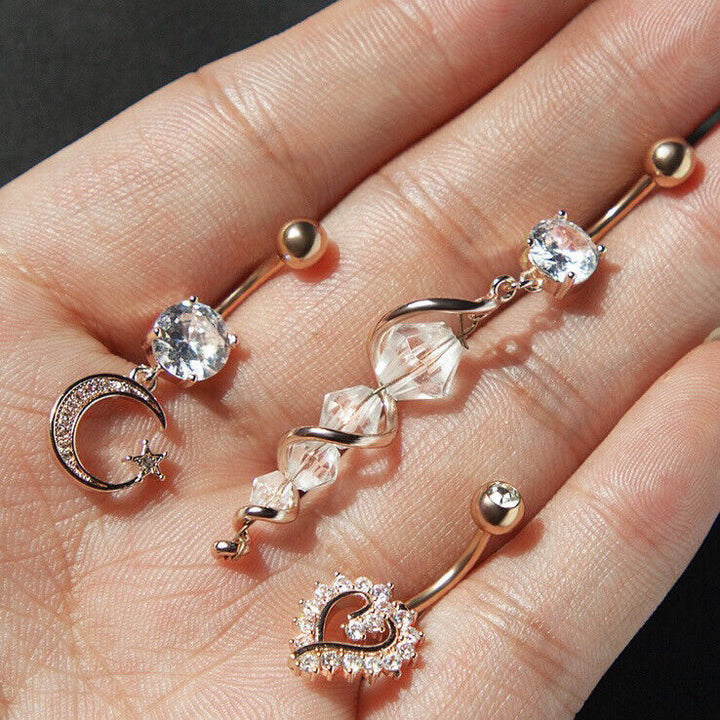 Herz Bauchnabel Piercing Gebogener Stab Zirkon Nabel Top Qualität ** - Vipfashion797