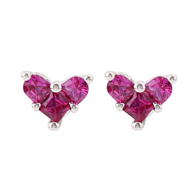 Herz Ohrstecker Silber 925 Liebe Zirkonia Damen Kinder Ohrringe - Vipfashion797