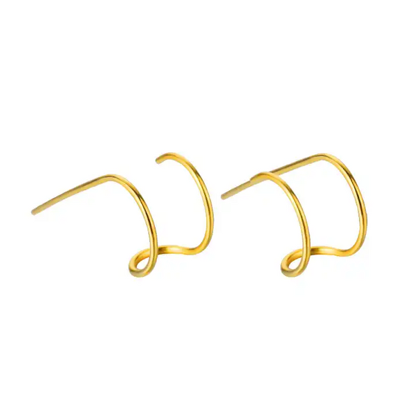 Ohrstecker Doppelreihen Sterling Silber 925 Damen Ohrringe Silber-Gold.