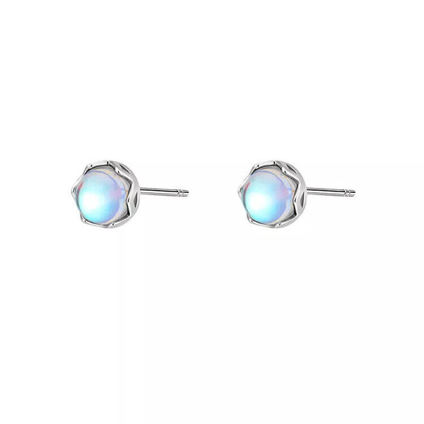 925 Silber Ohrringe mit rundem Opal – Damen & Mädchen Ohrstecker & Rund