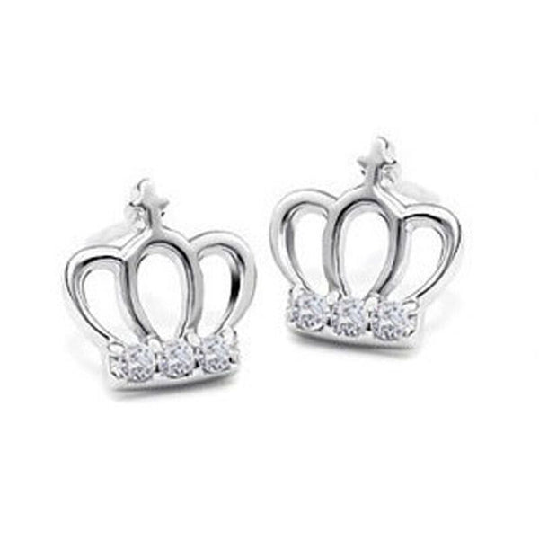 Kleine Ohrstecker Krone Sterling Silber 925 Zirkonia Mädchen Ohrringe