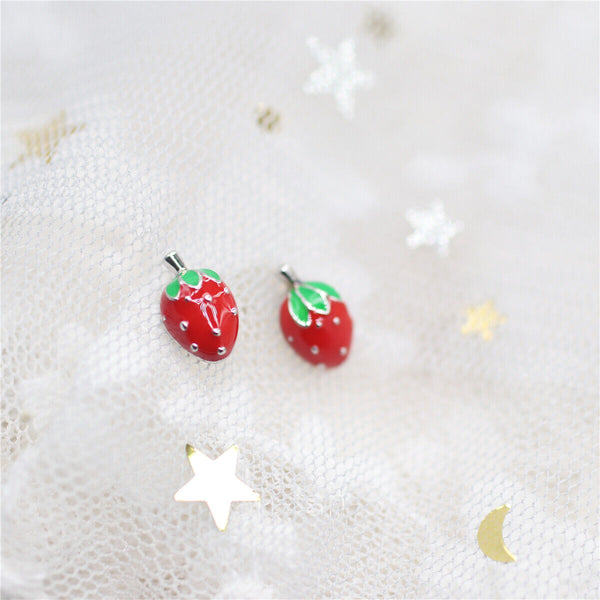 Ohrstecker mini Silber 925 Erdbeeren Rot Damen Kinder Ohrringe